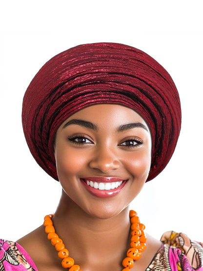 Woeoe African Head Wraps for Black Women Gold Pre Tied Headdress Wedding Turban Hats