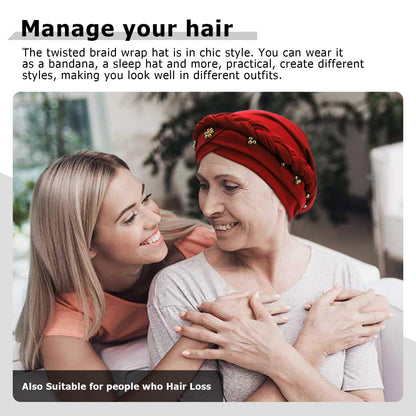 African Women Turban Caps Pre-Tied Twisted Turbans Head Scarf for Women Hair Wraps Cover Beanie Cancer Chemo Headwear