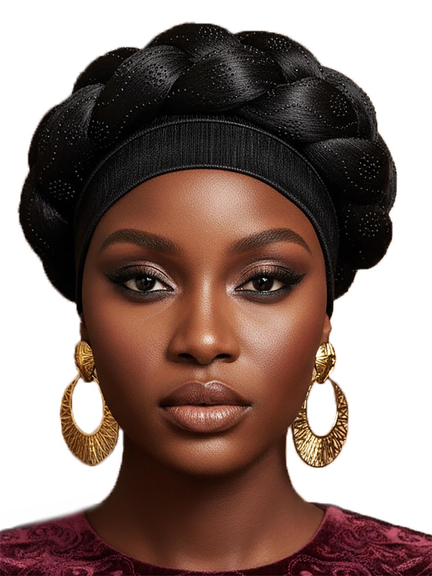 Woeoe African Headwrap Gold Braided Turbans for Women