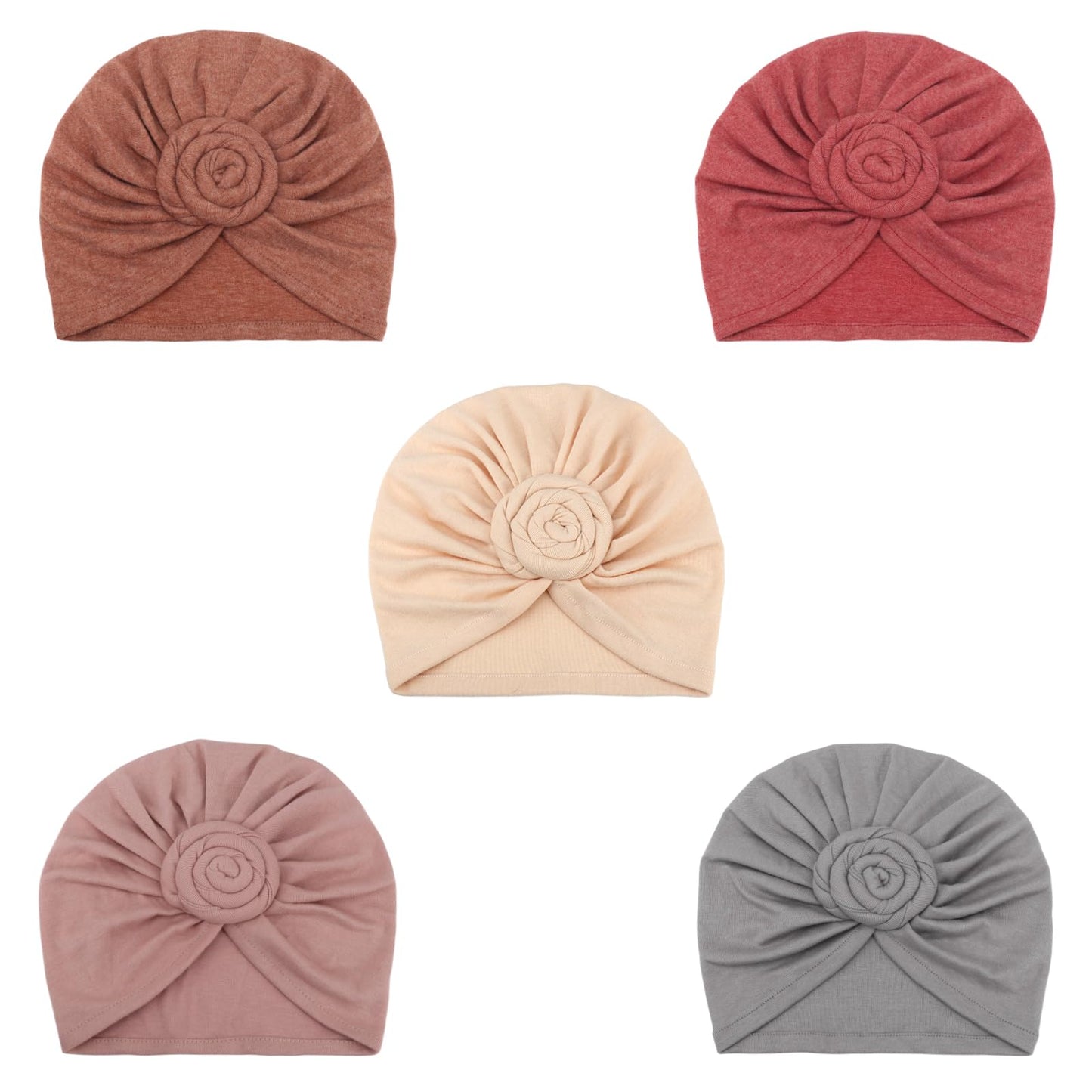 DRESHOW 5 Pack Knotted Headwraps for Women African Turban Pre-Knotted Beanie Headwraps Hair Covers
