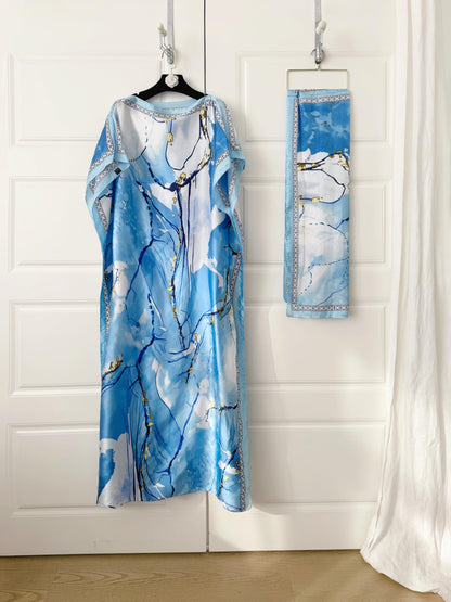 Moo Moos for Women Kaftan Dresses+Scarf for Women Plus Size Bathing Suit Cover up Caftan Maxi Beach Dresses