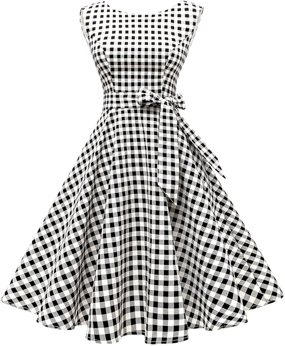 Hanpceirs Women's Boatneck Sleeveless Swing Vintage 1950s Cocktail Dress New