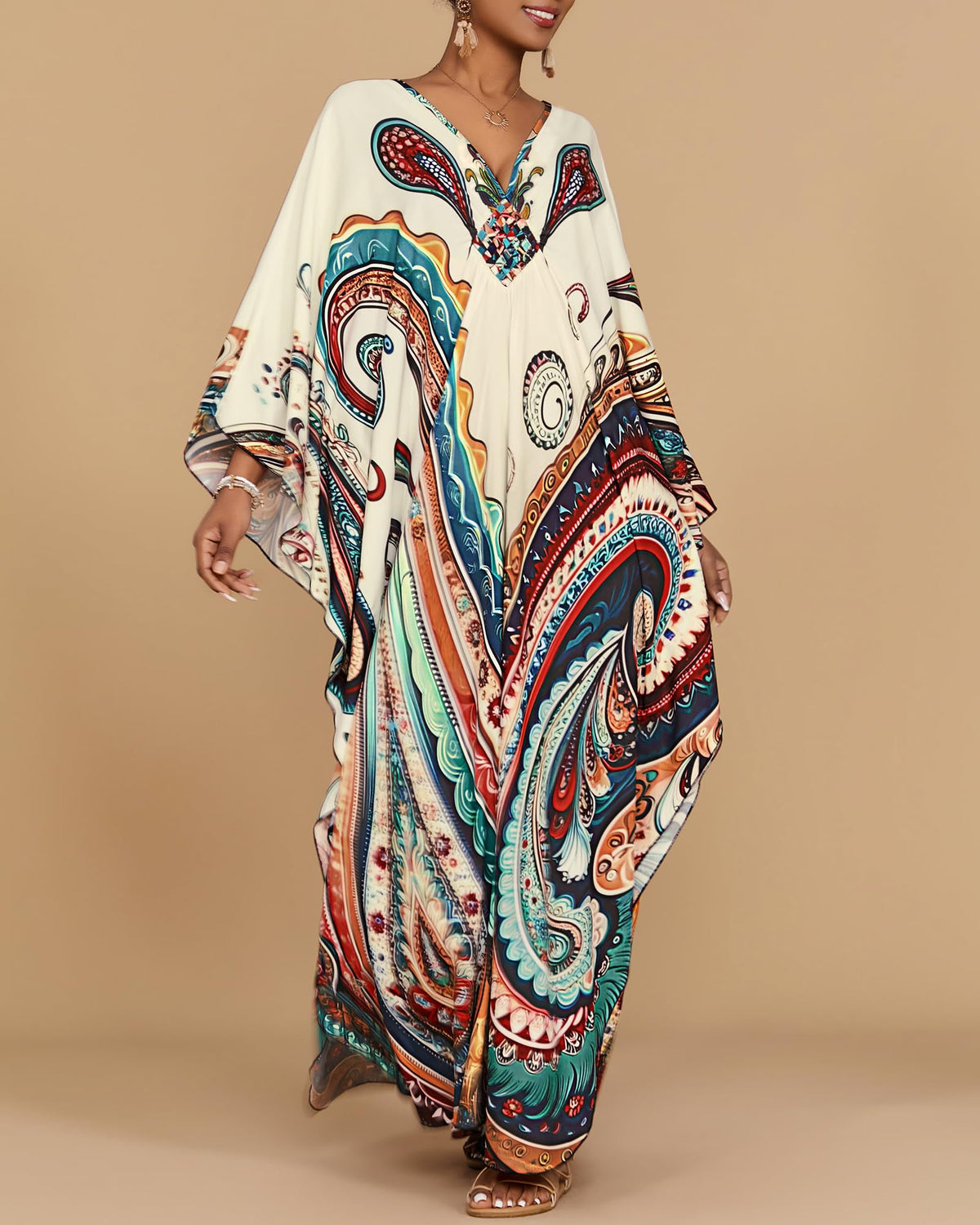 Bsubseach Moo Moos for Women Batwing Sleeve Kaftan Dresses with Pockets