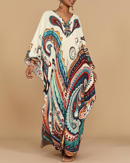 Bsubseach Moo Moos for Women Batwing Sleeve Kaftan Dresses with Pockets