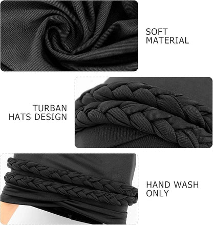 African Women Turban Caps Beanie Twist Headscarf Pre-Tied Double Twisted Braid Hair Cover Wrap Hat Chemo Cancer Cap