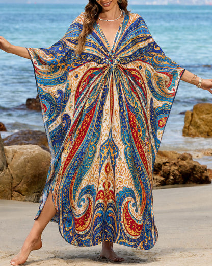 Bsubseach Moo Moos for Women Batwing Sleeve Kaftan Dresses with Pockets