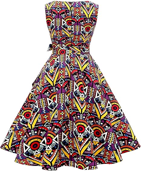 Hanpceirs Women's Boatneck Sleeveless Swing Vintage 1950s Cocktail Dress New