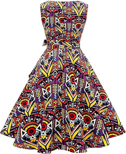 Hanpceirs Women's Boatneck Sleeveless Swing Vintage 1950s Cocktail Dress New