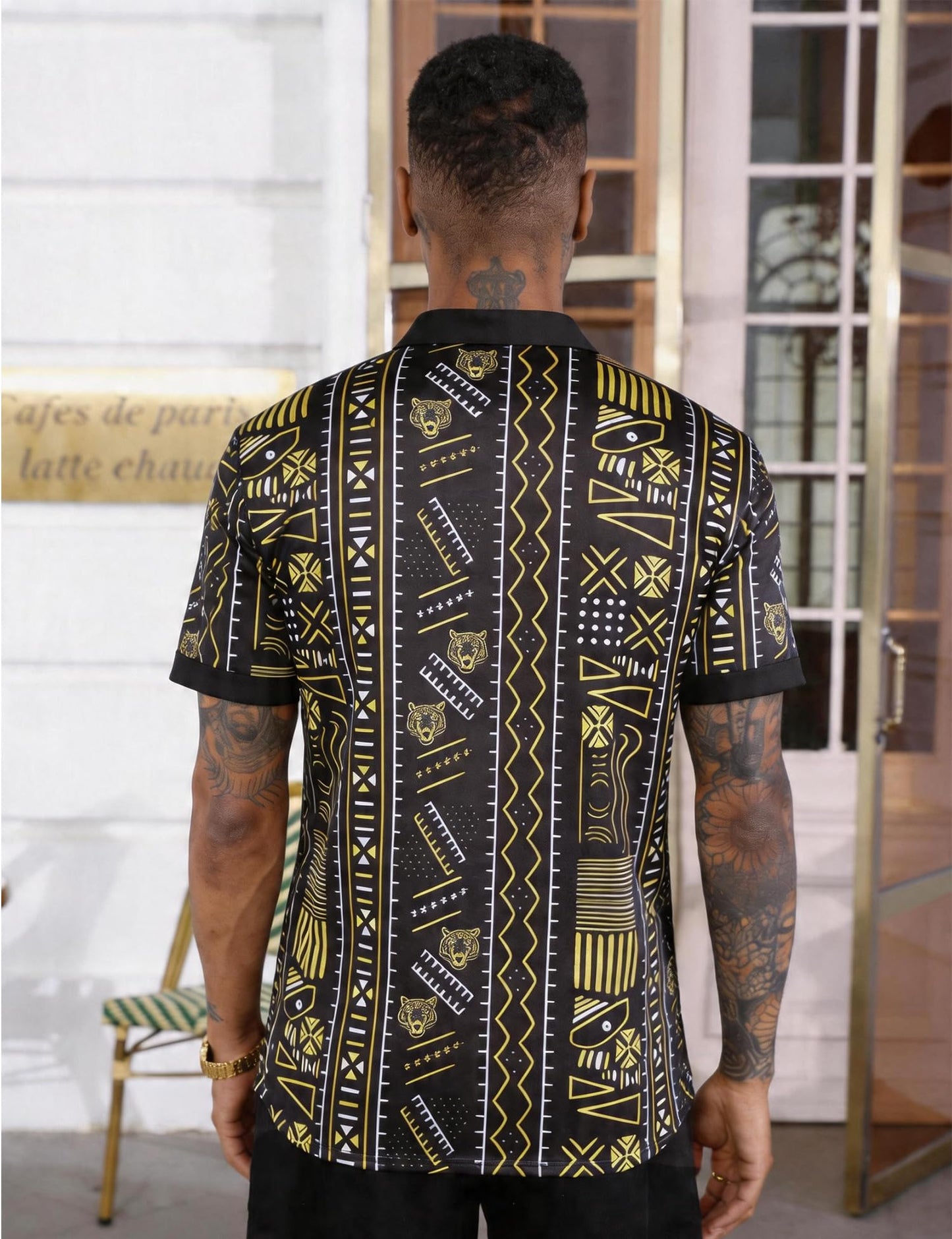 Mens African Dashiki Kente Printed Shirts Cuban Collar Short Sleeve Button Down Vintage Beach Summer Hawaiian Shirts