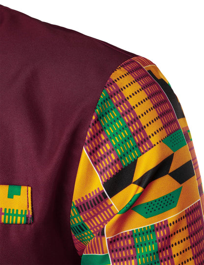 LucMatton Men's 2 Piece Outfits Long Sleeve Button Down African Dashiki Shirts and Pants Set Traditional Ethnic Suits
