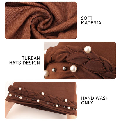 African Women Turban Caps Pre-Tied Twisted Turbans Head Scarf for Women Hair Wraps Cover Beanie Cancer Chemo Headwear