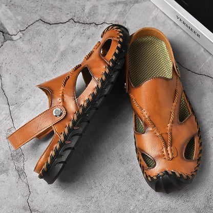 Shaire Men'S Sandals Outdoor Leather Closed Toe Beach Shoes