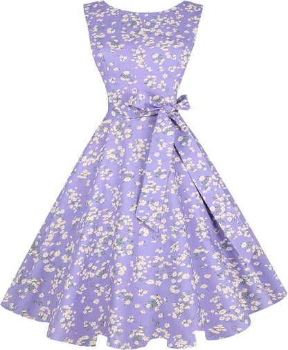 Hanpceirs Women's Boatneck Sleeveless Swing Vintage 1950s Cocktail Dress New