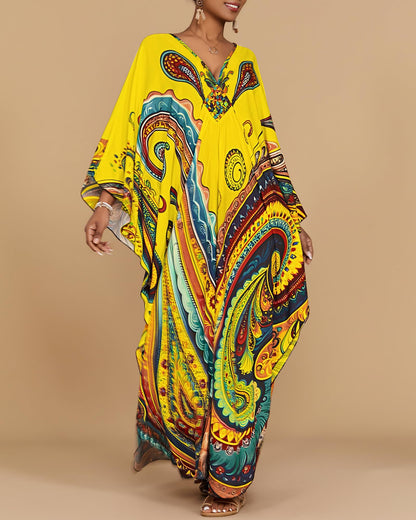 Bsubseach Moo Moos for Women Batwing Sleeve Kaftan Dresses with Pockets