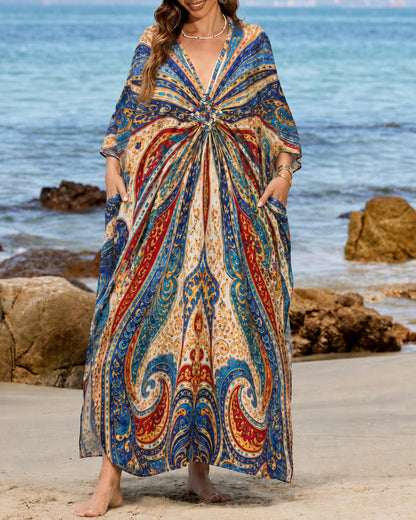 Bsubseach Moo Moos for Women Batwing Sleeve Kaftan Dresses with Pockets