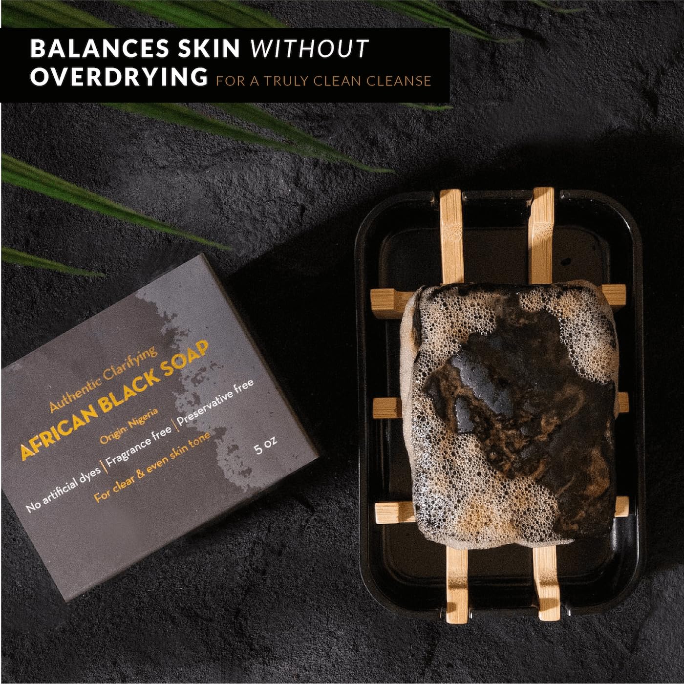 Bellanomi Clarifying African Black Soap Bar for Acne Dark Spots & Oily Skin Authentic Sourced from Nigeria All Natural Cleanser for Face & Body 5 oz