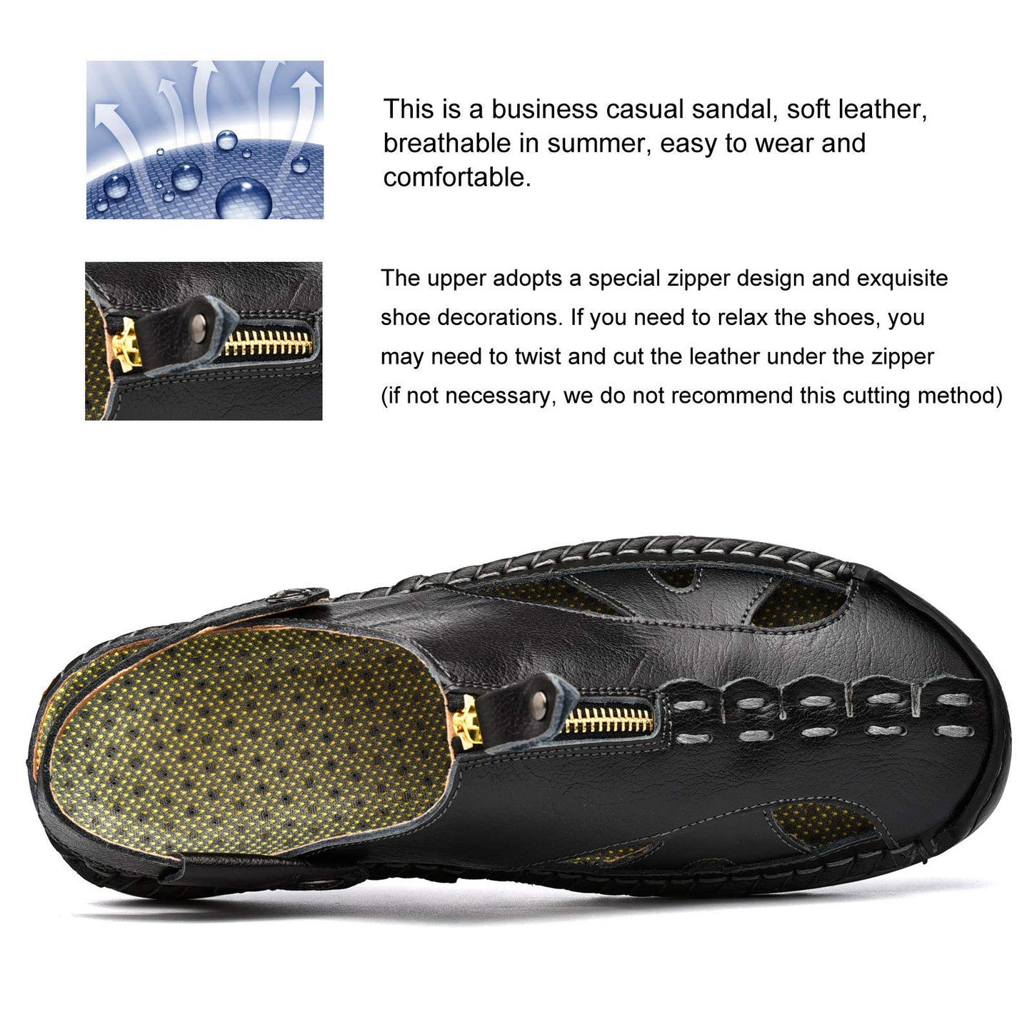 Shaire Men'S Sandals Outdoor Leather Closed Toe Beach Shoes