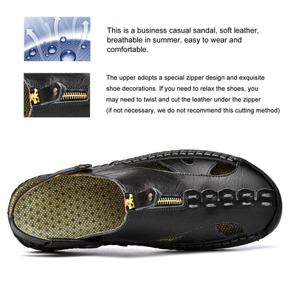 Shaire Men'S Sandals Outdoor Leather Closed Toe Beach Shoes