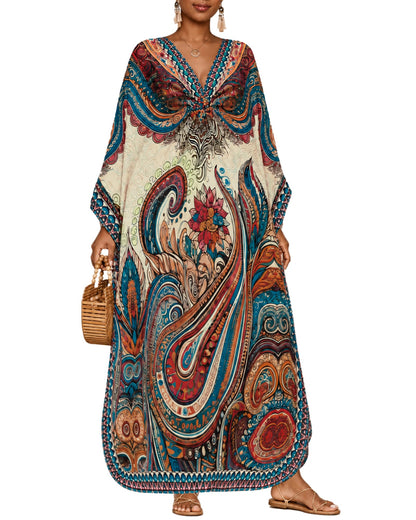 Bsubseach Moo Moos for Women Batwing Sleeve Kaftan Dresses with Pockets