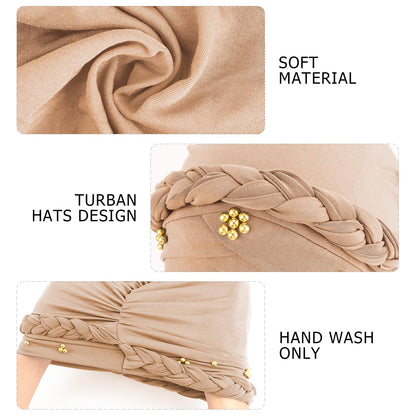 African Women Turban Caps Pre-Tied Twisted Turbans Head Scarf for Women Hair Wraps Cover Beanie Cancer Chemo Headwear