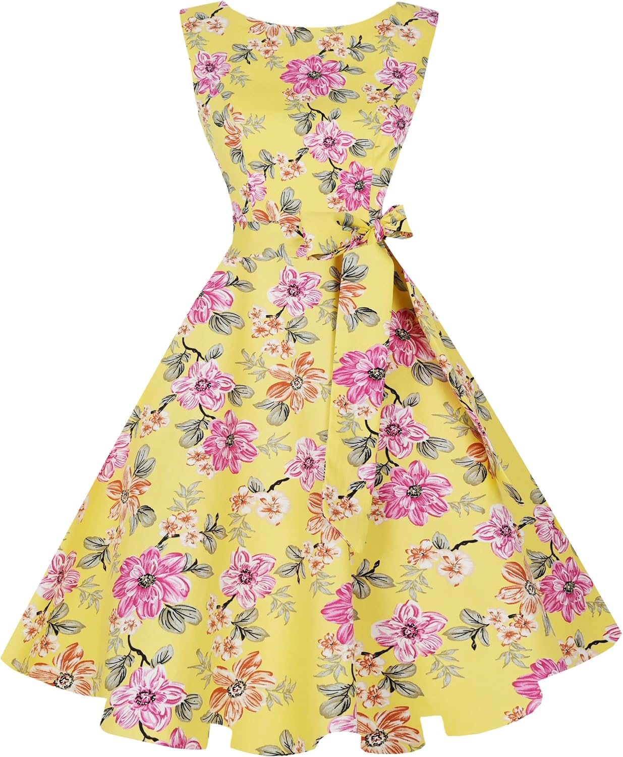 Hanpceirs Women's Boatneck Sleeveless Swing Vintage 1950s Cocktail Dress New