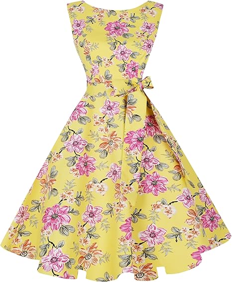 Hanpceirs Women's Boatneck Sleeveless Swing Vintage 1950s Cocktail Dress New