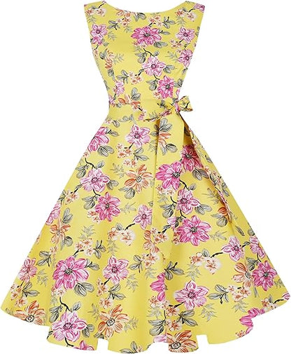 Hanpceirs Women's Boatneck Sleeveless Swing Vintage 1950s Cocktail Dress New