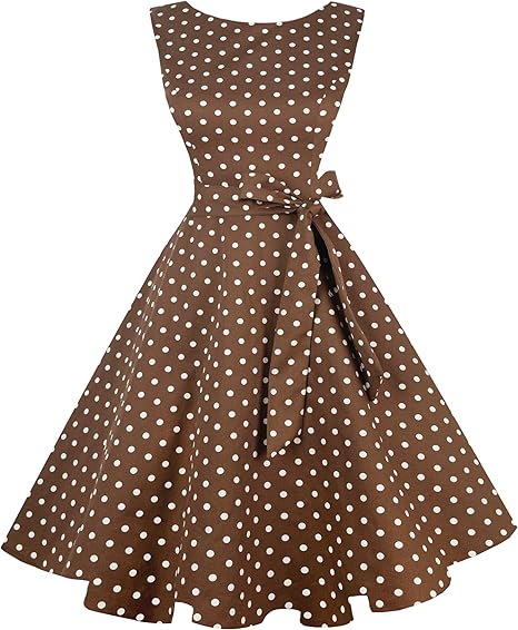 Hanpceirs Women's Boatneck Sleeveless Swing Vintage 1950s Cocktail Dress New