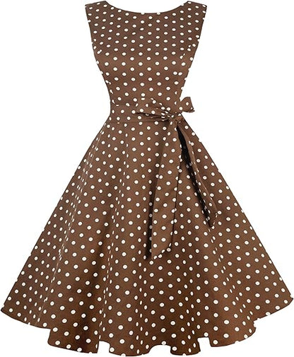 Hanpceirs Women's Boatneck Sleeveless Swing Vintage 1950s Cocktail Dress New