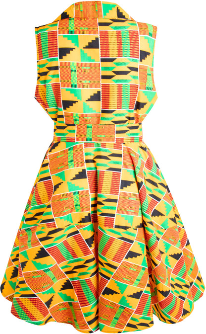 African Print Sleeveless Dress Ankara Lace-up Dress Wax Fashion Dress
