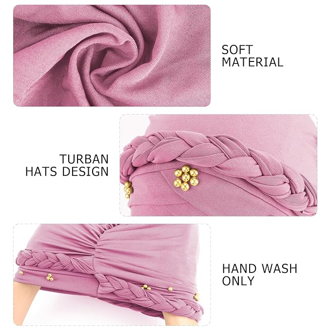 African Women Turban Caps Pre-Tied Twisted Turbans Head Scarf for Women Hair Wraps Cover Beanie Cancer Chemo Headwear