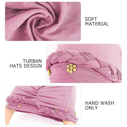 African Women Turban Caps Pre-Tied Twisted Turbans Head Scarf for Women Hair Wraps Cover Beanie Cancer Chemo Headwear