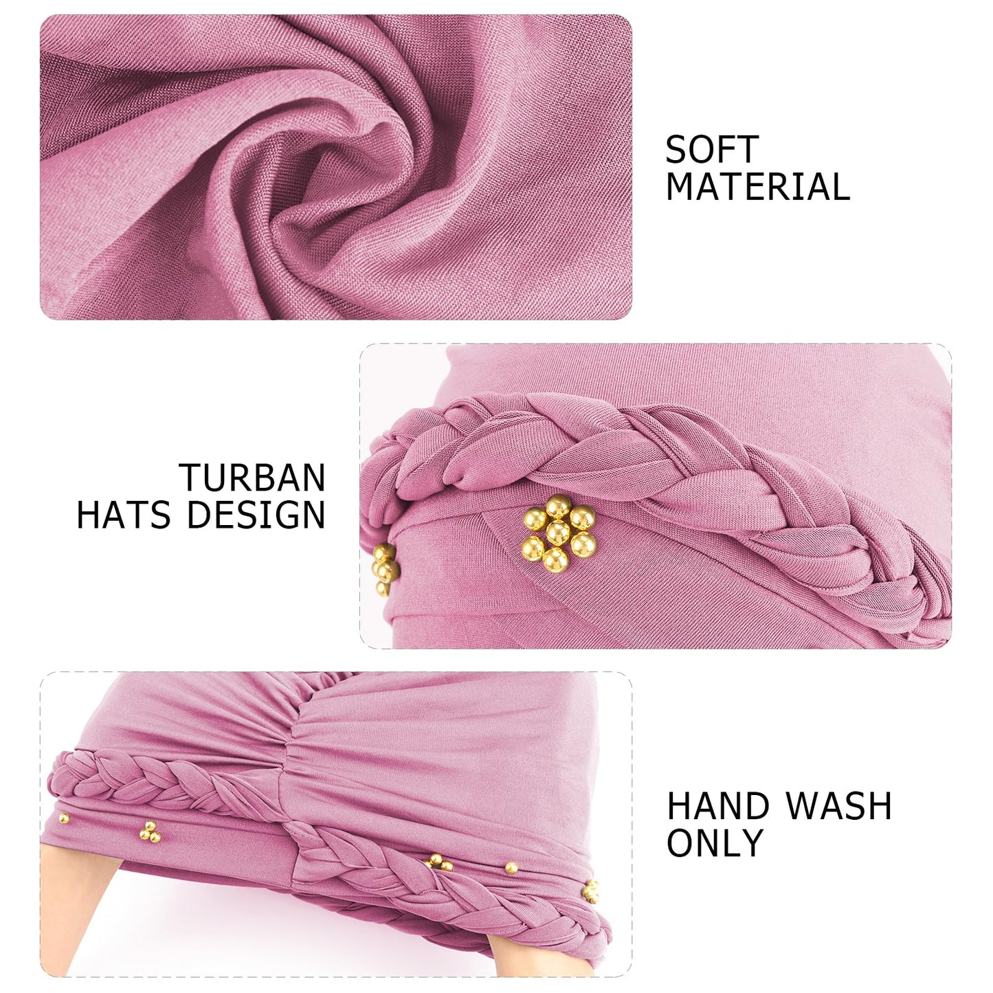 African Women Turban Caps Pre-Tied Twisted Turbans Head Scarf for Women Hair Wraps Cover Beanie Cancer Chemo Headwear