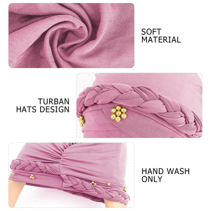 African Women Turban Caps Pre-Tied Twisted Turbans Head Scarf for Women Hair Wraps Cover Beanie Cancer Chemo Headwear