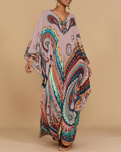 Bsubseach Moo Moos for Women Batwing Sleeve Kaftan Dresses with Pockets