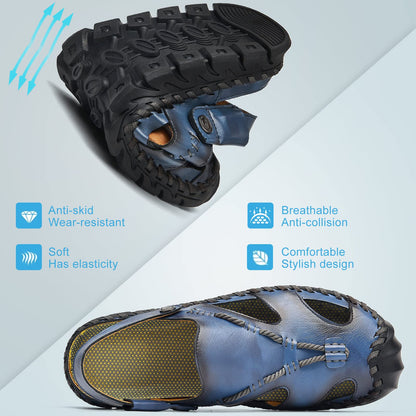 Shaire Men'S Sandals Outdoor Leather Closed Toe Beach Shoes
