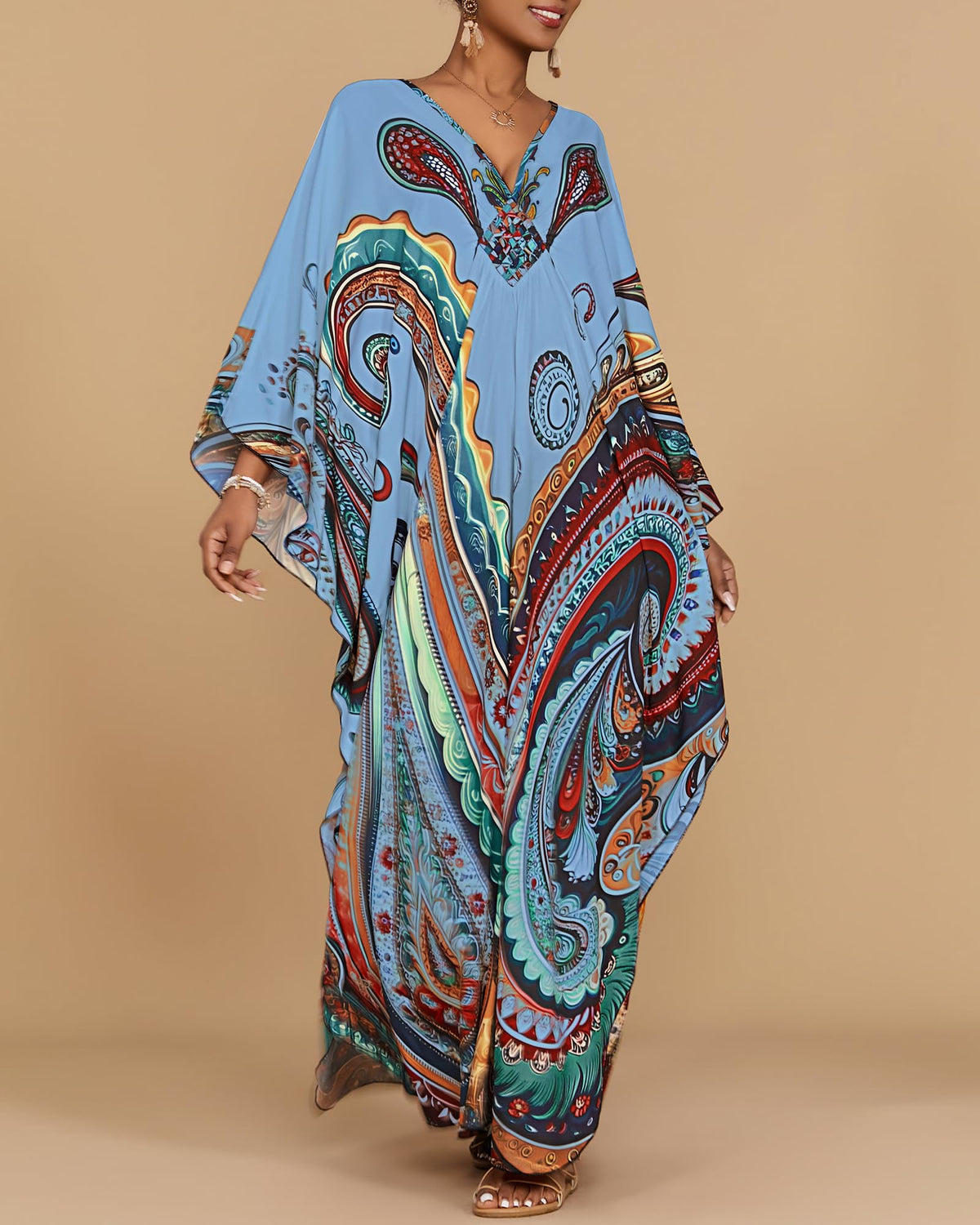 Bsubseach Moo Moos for Women Batwing Sleeve Kaftan Dresses with Pockets