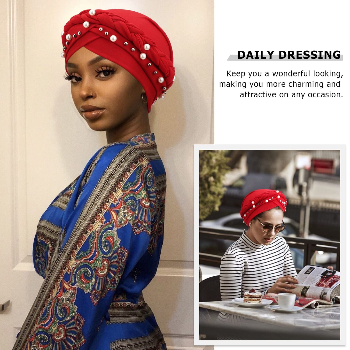 African Women Turban Caps Pre-Tied Twisted Turbans Head Scarf for Women Hair Wraps Cover Beanie Cancer Chemo Headwear