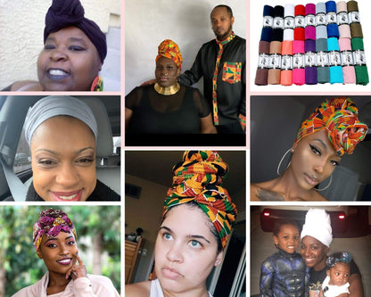 Ankara African Print Soft Headwraps Headband Long Hair Head Wrap Scarf Turban Tie Jersey Knit African head wraps