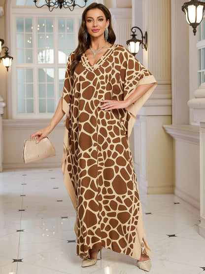 KECVOT Kaftan Dresses for Women V-Neck Print Swimsuit Cover Up Plus Size Beach Caftan Lounge Dress