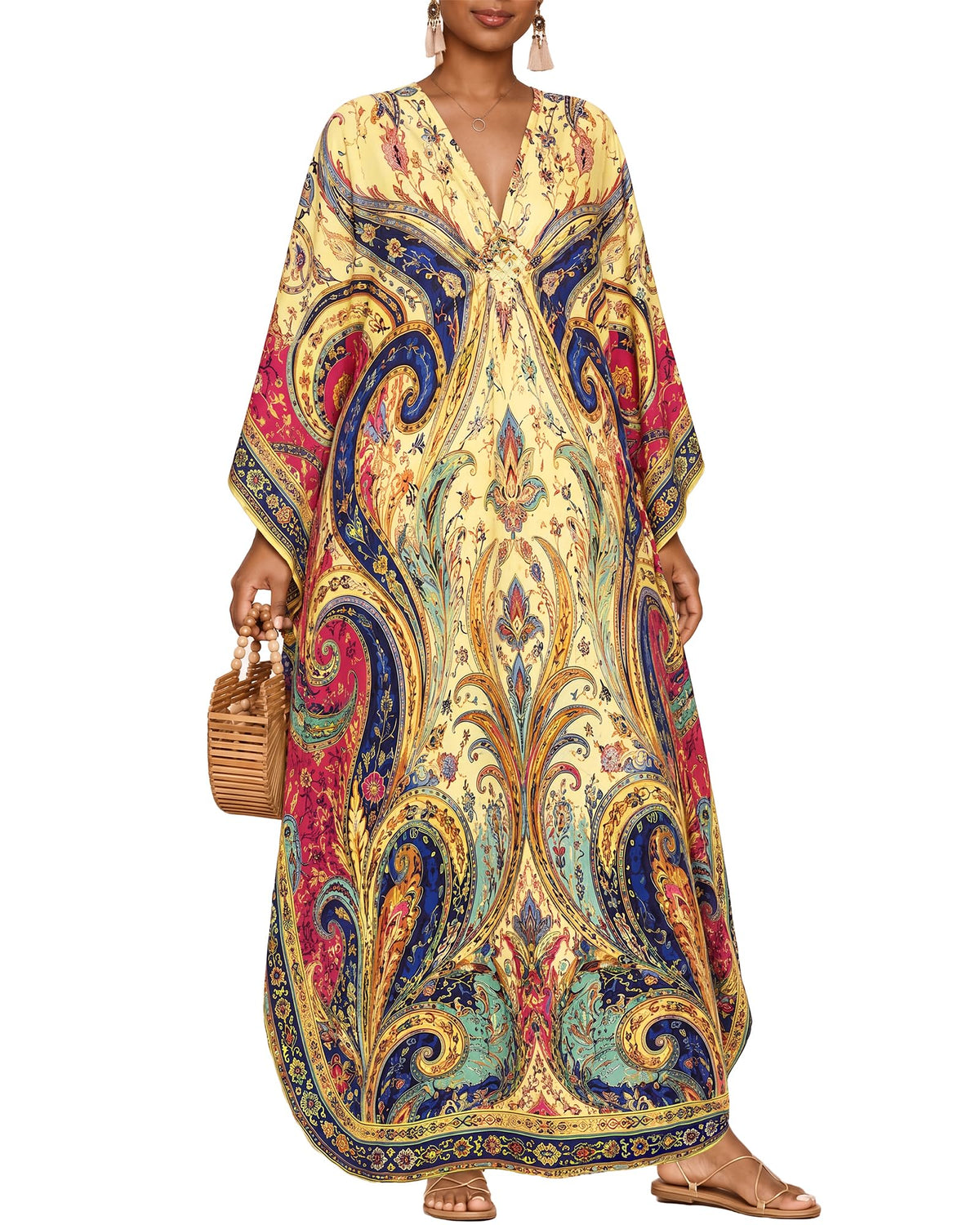 Bsubseach Moo Moos for Women Batwing Sleeve Kaftan Dresses with Pockets