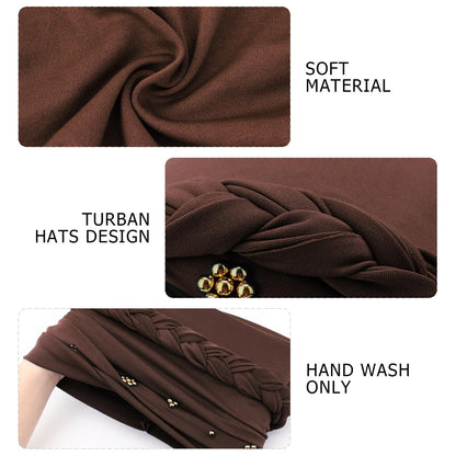 African Women Turban Caps Pre-Tied Twisted Turbans Head Scarf for Women Hair Wraps Cover Beanie Cancer Chemo Headwear