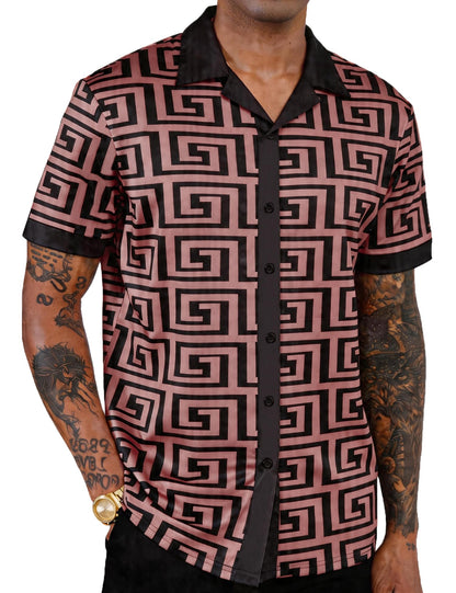 Mens African Dashiki Kente Printed Shirts Cuban Collar Short Sleeve Button Down Vintage Beach Summer Hawaiian Shirts