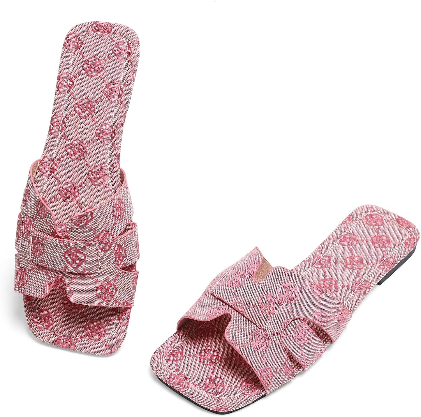 Women's Dressy Casual Flat Sandals, Elegant Comfortable Slip-On Slides with Textured Upper, Versatile Dressy Style for Everyday Wear