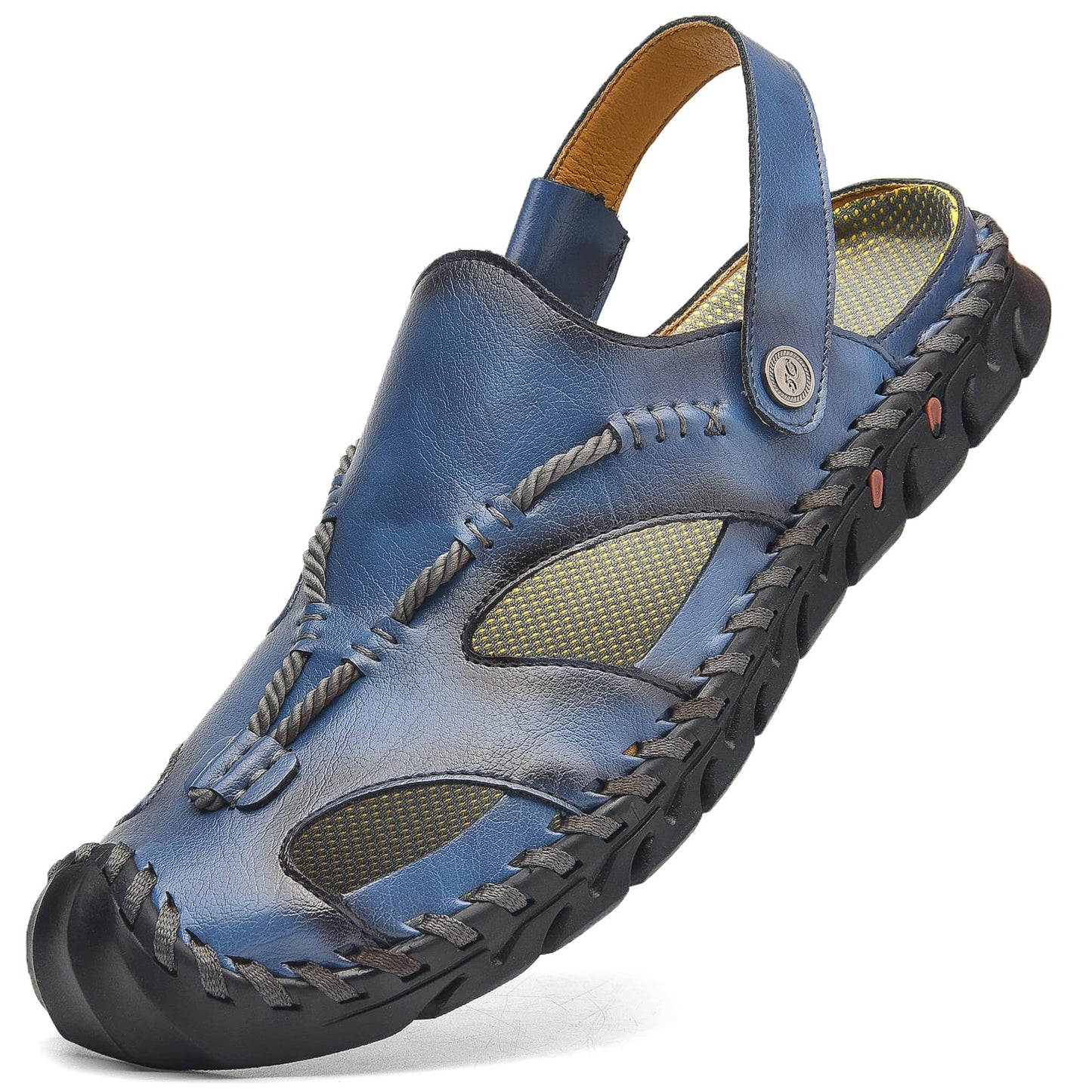 Shaire Men'S Sandals Outdoor Leather Closed Toe Beach Shoes