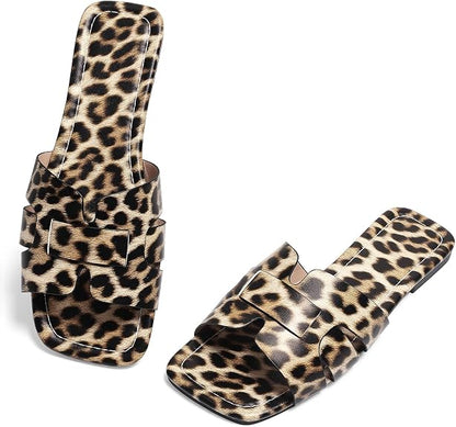 Women's Dressy Casual Flat Sandals, Elegant Comfortable Slip-On Slides with Textured Upper, Versatile Dressy Style for Everyday Wear