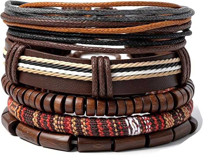 Gothic Bracelet Adjustable Punk Braided Leather Multilayer Grunge Set Bracelets Emo Metal Cuff Wrap Bangles Meaningful Gift