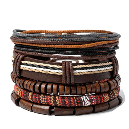 Gothic Bracelet Adjustable Punk Braided Leather Multilayer Grunge Set Bracelets Emo Metal Cuff Wrap Bangles Meaningful Gift