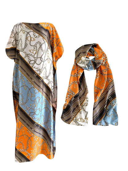 Moo Moos for Women Kaftan Dresses+Scarf for Women Plus Size Bathing Suit Cover up Caftan Maxi Beach Dresses