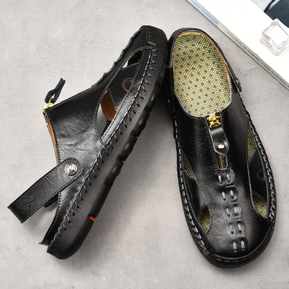 Shaire Men'S Sandals Outdoor Leather Closed Toe Beach Shoes